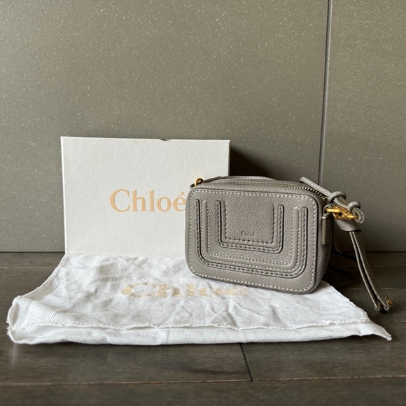 Chloé Marcie The Mini's Flat Pouch - Cashmere Grey - Picture 1 of 10
